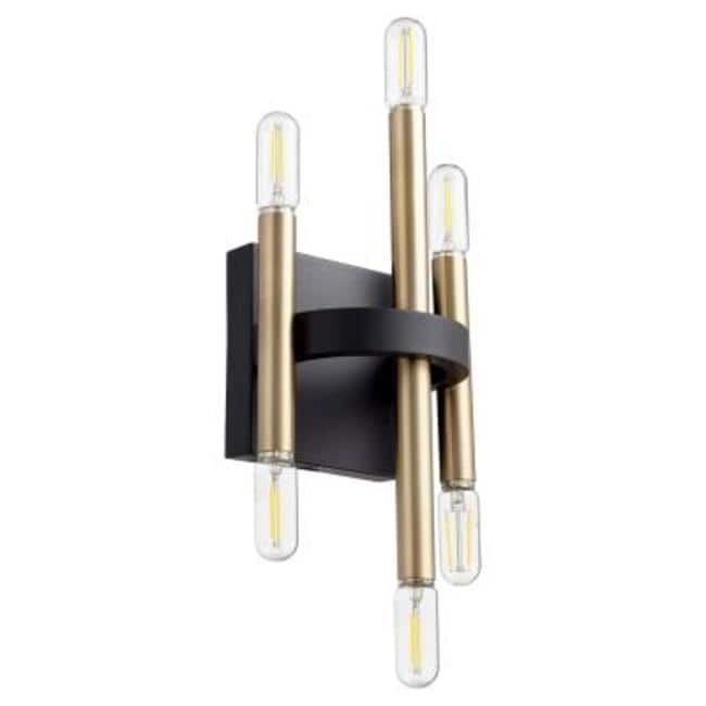 Quorum International Luxe 6 Light 11" Tall Wall Sconce - Noir / Aged Brass
