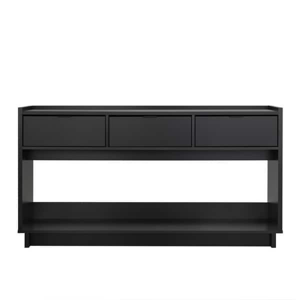 slide 2 of 43, Prepac Simply Modern 60.25" W Entryway Table, Narrow Console Table with 3 Drawers, Media Console Table with Storage