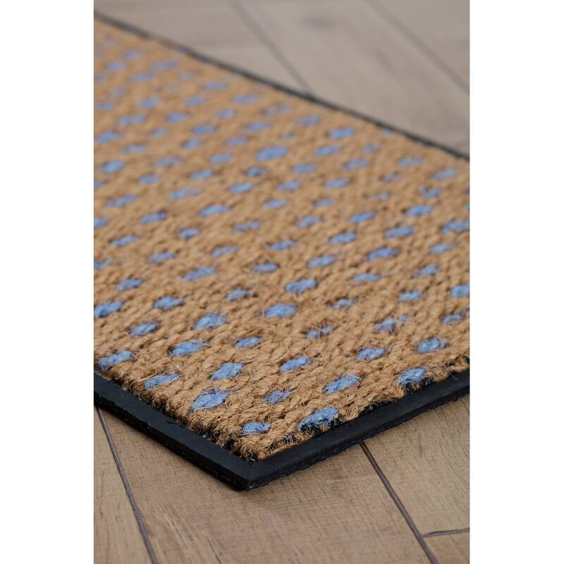 Natural and Recycled Rubber Boot Tray with Tan and Blue Coir Insert