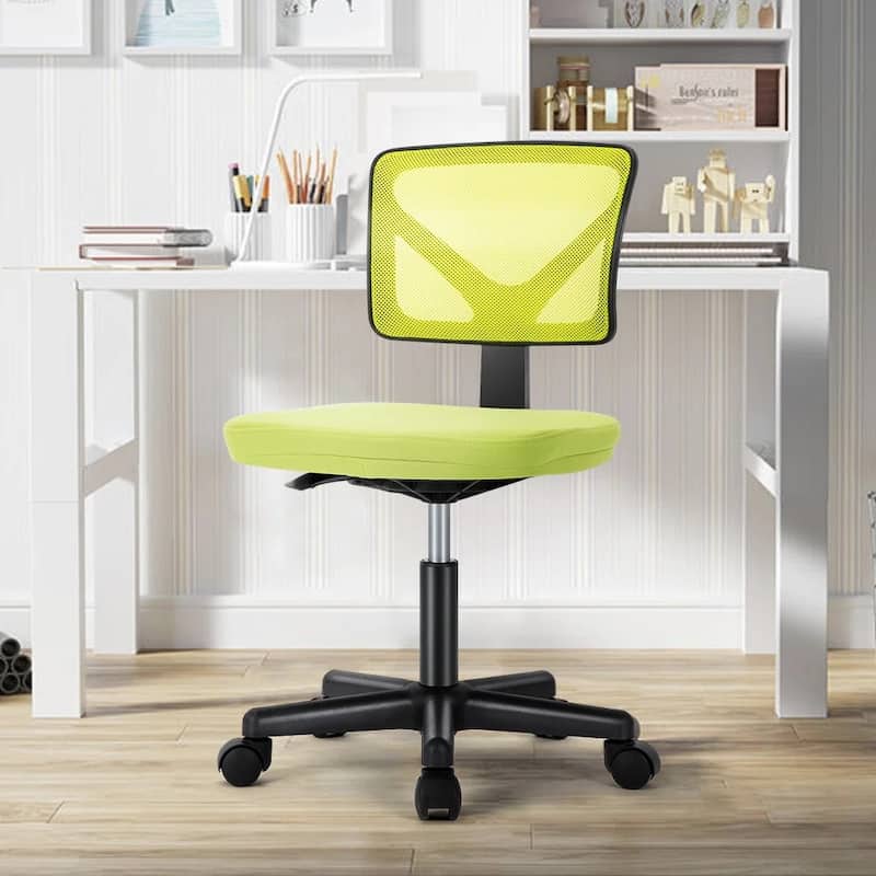 Child Armless Mesh Office Chair, Office Computer Desk Chair, Rolling Work Swivel Chairs for Home, Study, Student, Adults - Green