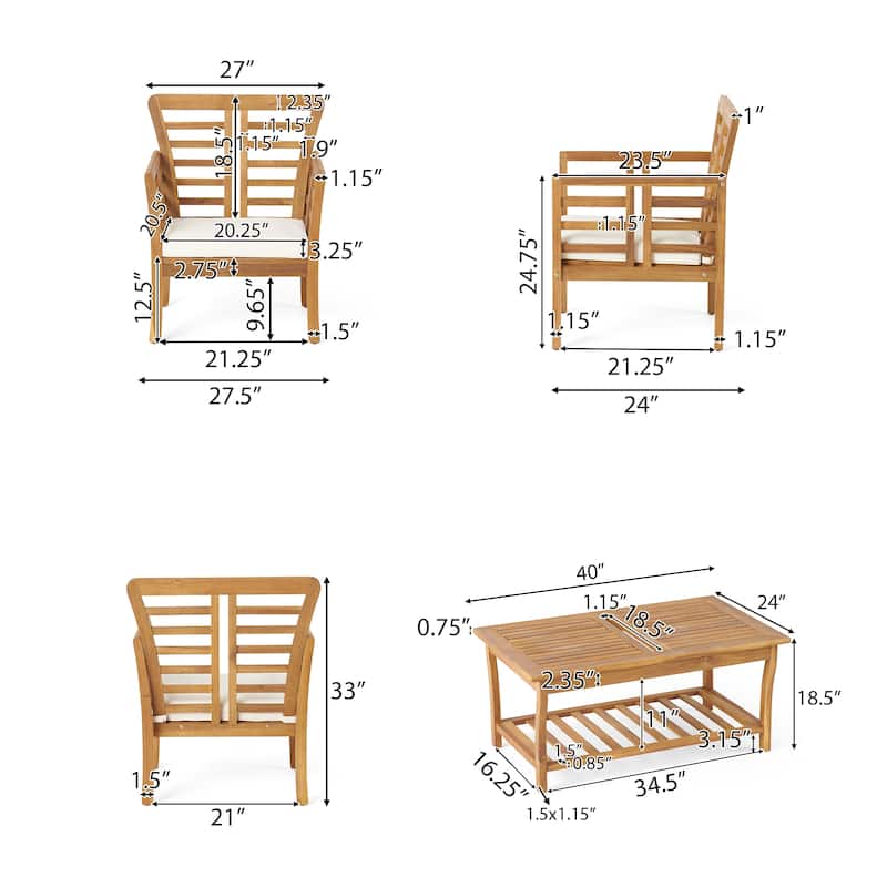 Caydon Outdoor Acacia Wood 8-seater Chat Set by Christopher Knight Home