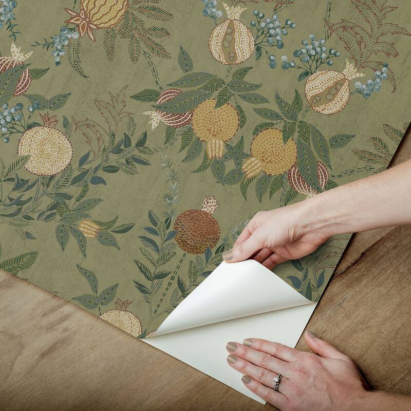 Chris Loves Julia x NuWallpaper Melograno Moss Peel and Stick Wallpaper