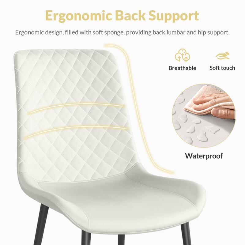 PU Leather Dining Chair Set of 2 with Metal Legs for Kitchen, Restaurant, Living, Meeting Room
