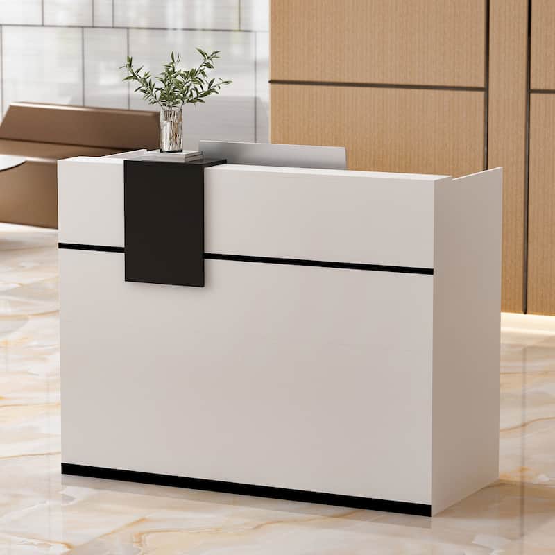 Timechee 55.1"W Rectangular Wood Reception Desk