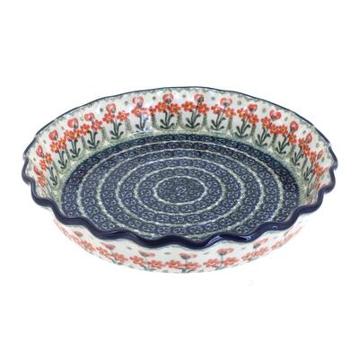 Blue Rose Polish Pottery 636 Ceramika Artystyczna Pie Plate