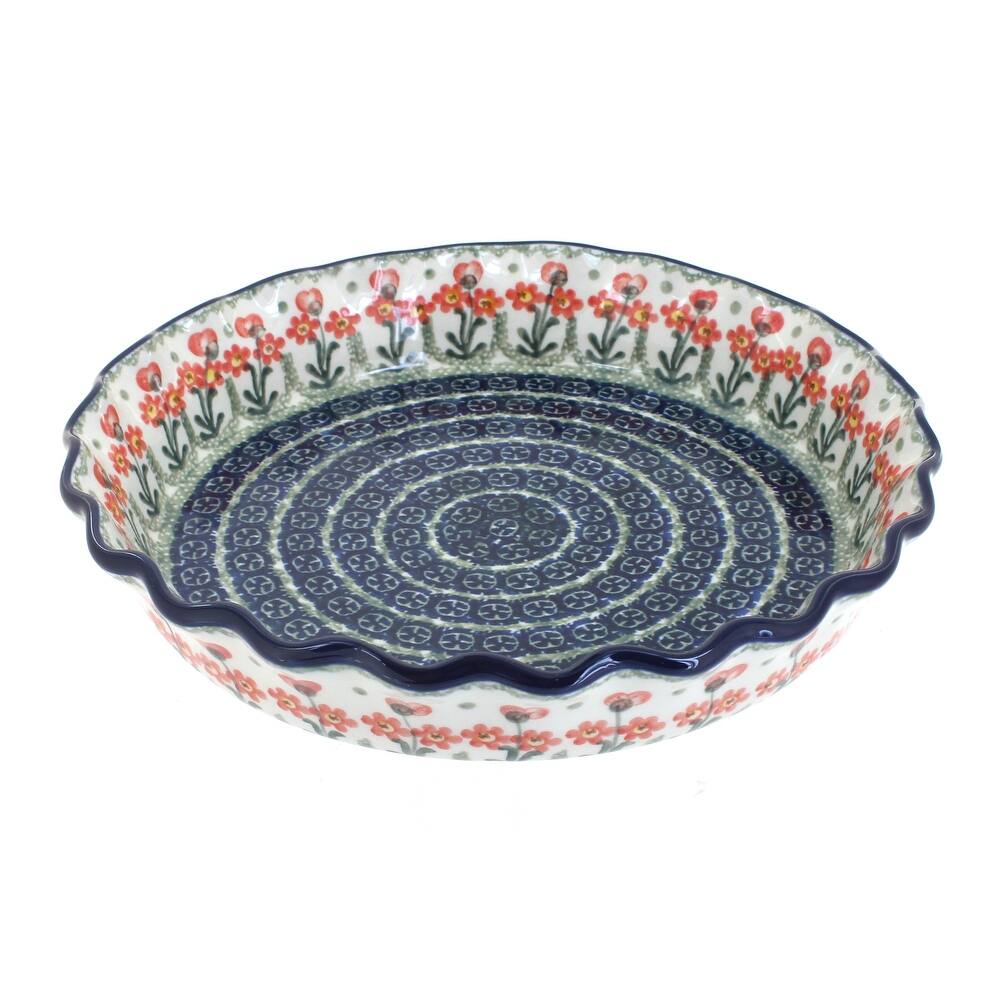 Blue Rose Polish Pottery 636 Ceramika Artystyczna Pie Plate
