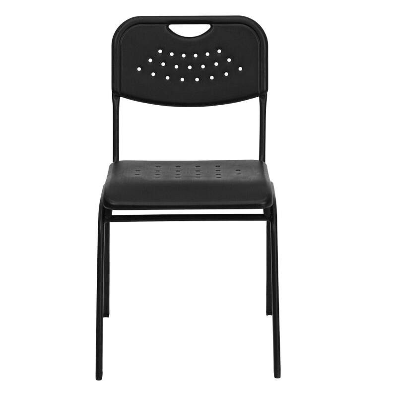 5 Pack 880 lb. Capacity Plastic Stack Chair with Open Back and Frame