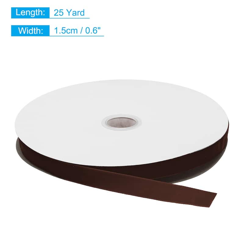Velvet Ribbon 1 1/2 Inch Single Face Spool Silky for DIY Crafts - Brown - 5/8 Inch x 25 Yard
