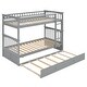 preview thumbnail 9 of 8, Twin Over Twin Wooden Bunk Bed with Twin Size Trundle & Safety Rail, Convertible to 2 Platform Bedframe for Kids Teens Bedroom