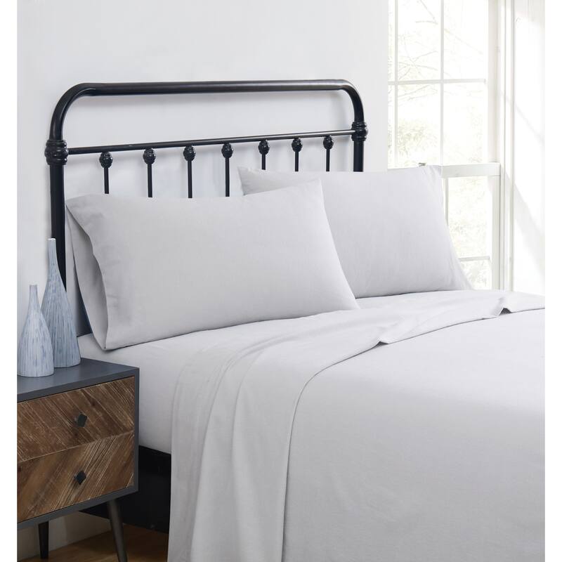 Truly Soft Printed and Solid Cotton Flannel 4 Piece Sheet Set