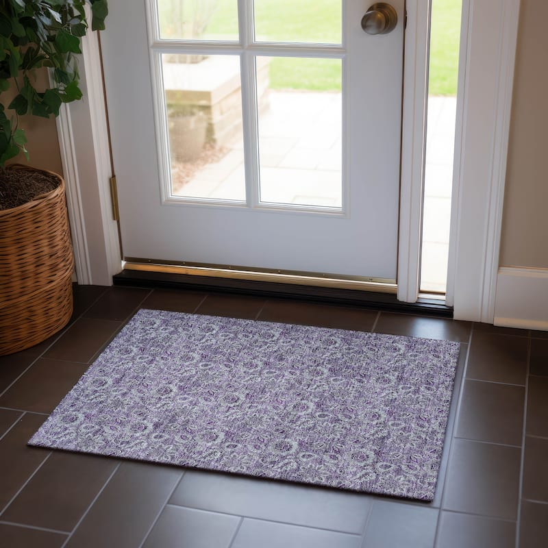 Machine Washable Indoor/ Outdoor Chantille Floral Rug