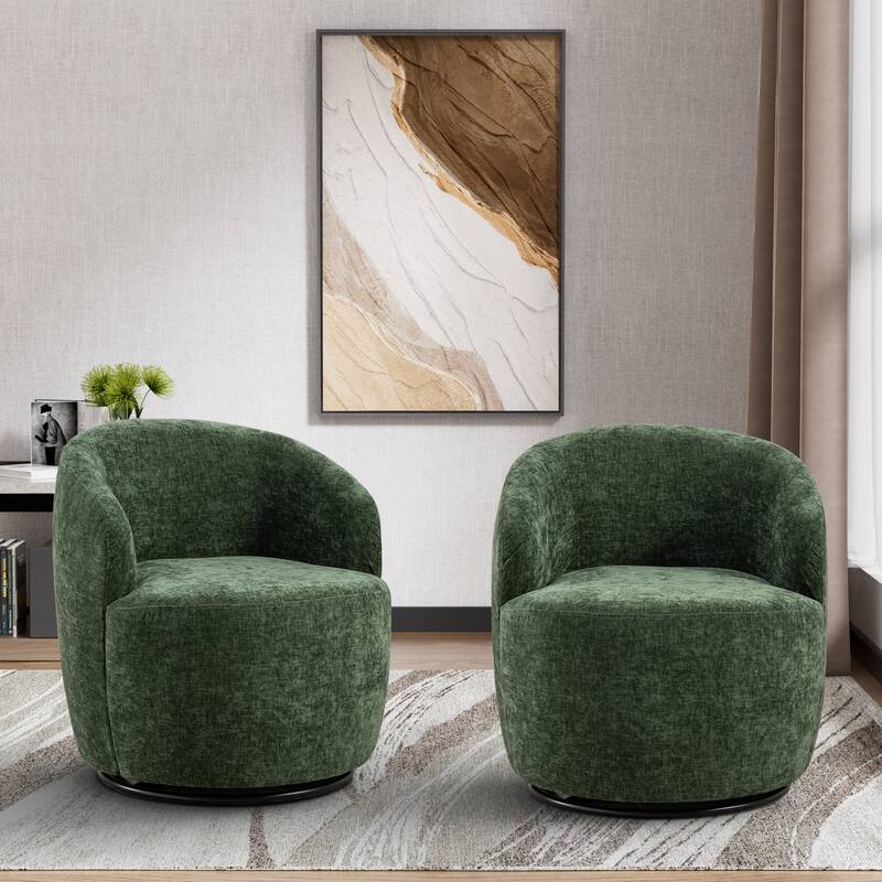 Ouyessir Accent Upholstered Round Velvet 360 Degree Swivel Sofa Chairs