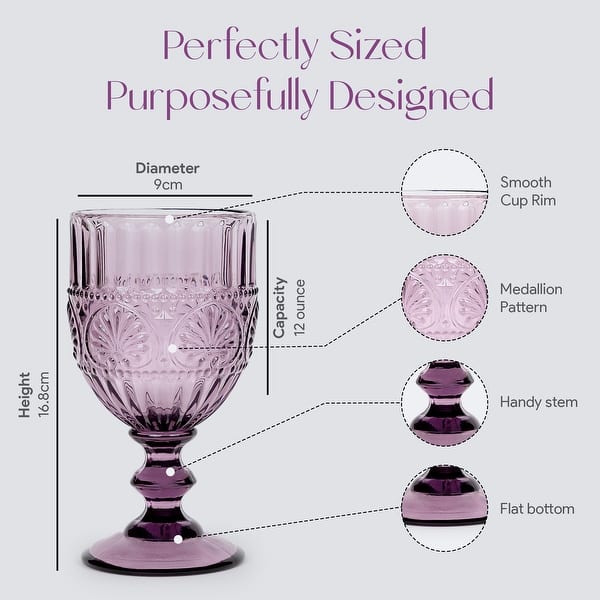 Set of 4 Vintage Purple Wine Glasses 12 oz - Bed Bath & Beyond - 38285216