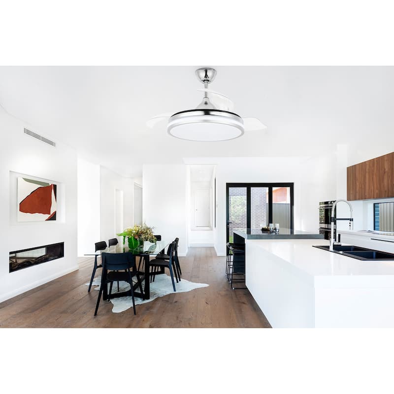 Oaks Aura 42 in. Light Memory Retractable Ceiling Fan with Light, 6-Speed Latest DC Technology Pendant Light