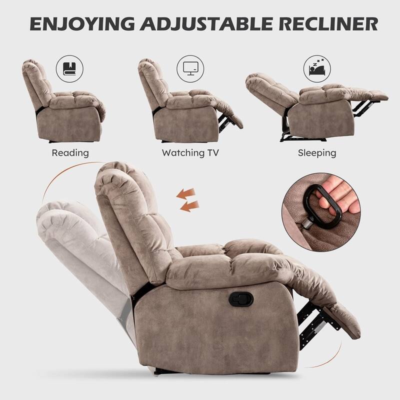 Recliner Chair for Adults, Massage Fabric Recliner Home Theater Seating with Lumbar Support, Adjustable Modern Reclining Chair