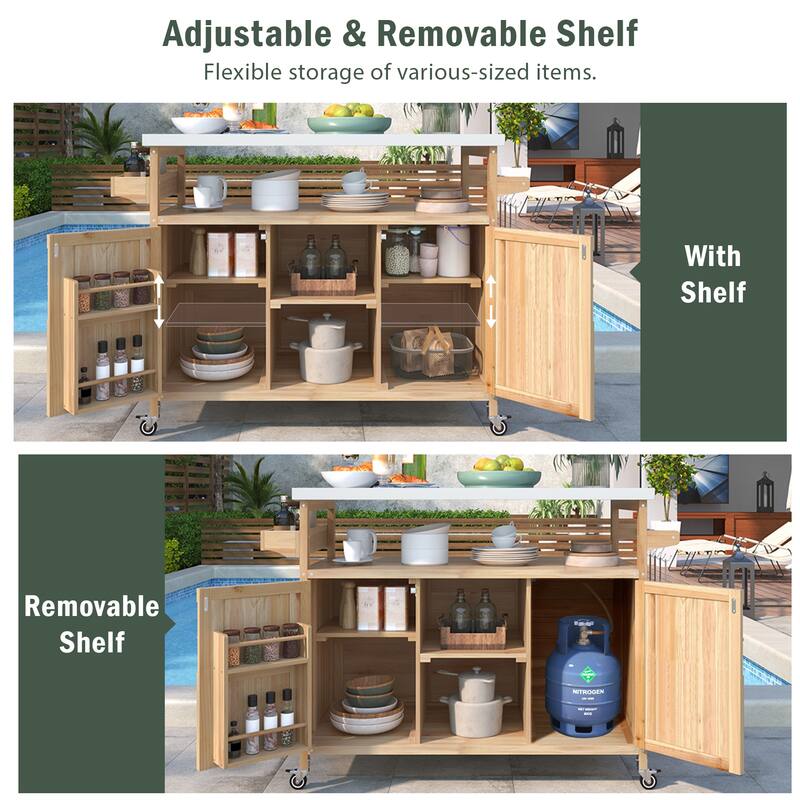 Farmhouse Outdoor Kitchen Island - Natural
