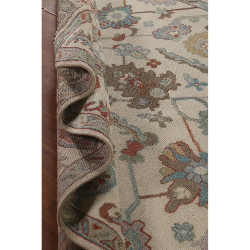 Oushak Oriental Area Rug Handmade Beige Wool Carpet - 8'0" x 9'10"
