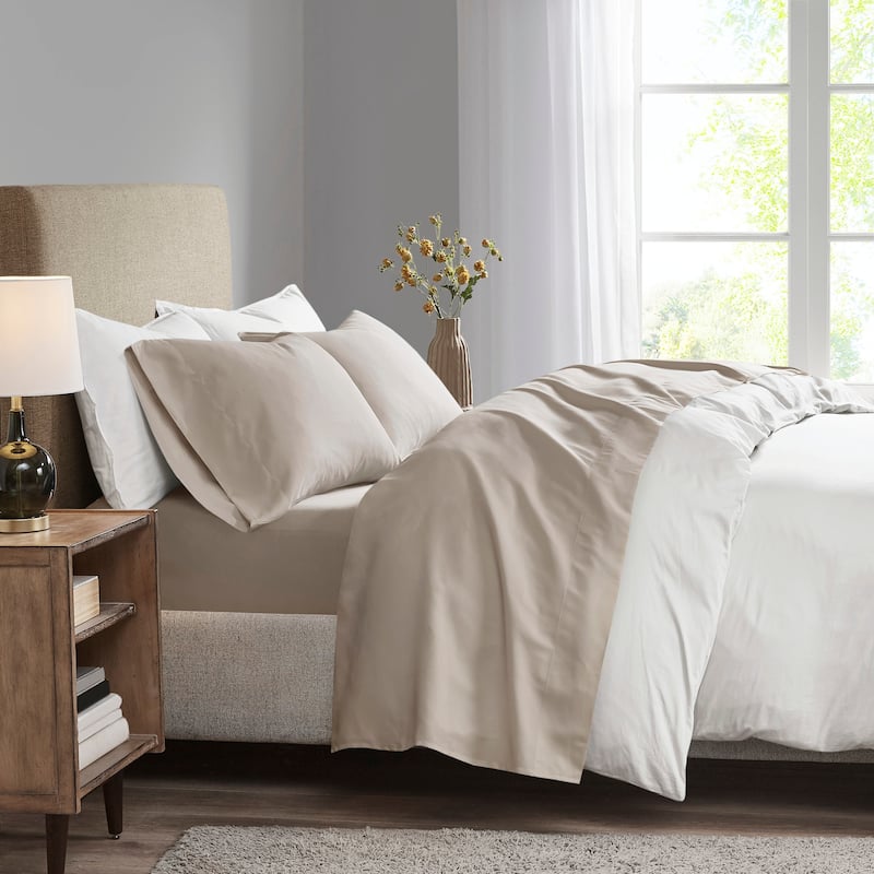 Madison Park Luxurious Brushed Microfiber Deep Pocket Sheet Set - Twin - Khaki