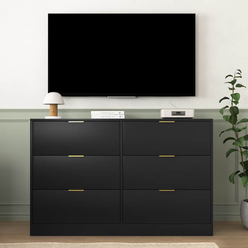 Simply Modern 6-Drawer Dresser, Chest of Drawers for Bedroom, Living Room, Hallway, and Entryway - Large Storage Cabinet