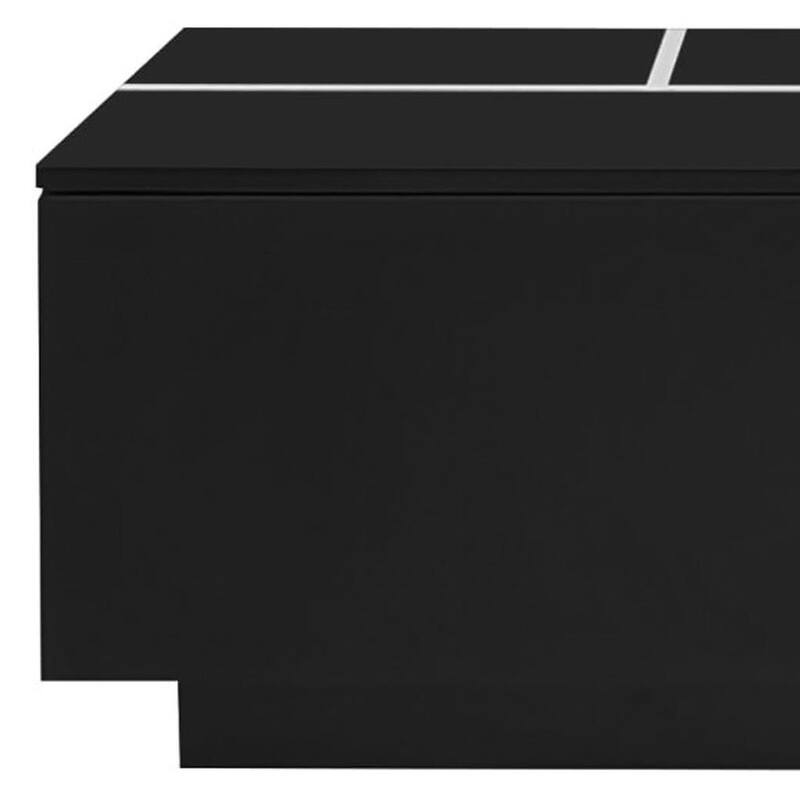 HomeRoots 47" Black Wood Extendable Coffee Table With Storage - 47.20 in. x 15.60 in. x 23.60 in.