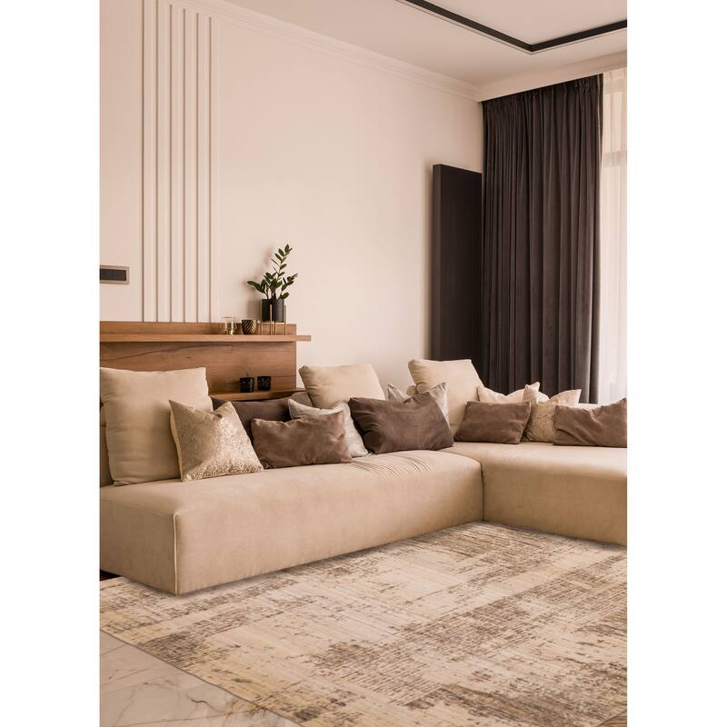 ECARPETGALLERY Hand Loomed Elysian Ivory Wool Rug - 5'3 x 7'5