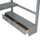 preview thumbnail 13 of 30, Full Size Loft Bed with Built-in L-Shaped Desk, LED Shelf Lighting, USB Charging Ports & Storage Bench, Drawers and Shelves