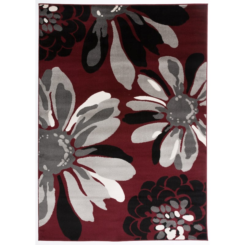 World Rug Gallery Contemporary Modern Flowers Area Rug