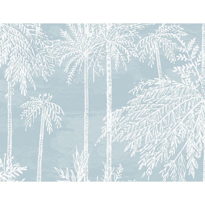 Lillian August Palm Grove Embossed Vinyl Unpasted Wallpaper - 27 in. W x 27 ft. L - Clear Skies