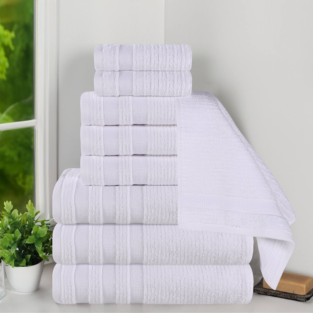 Superior Brea Zero Twist Cotton Ribbed Modern 9 Piece Bathroom Towel Set