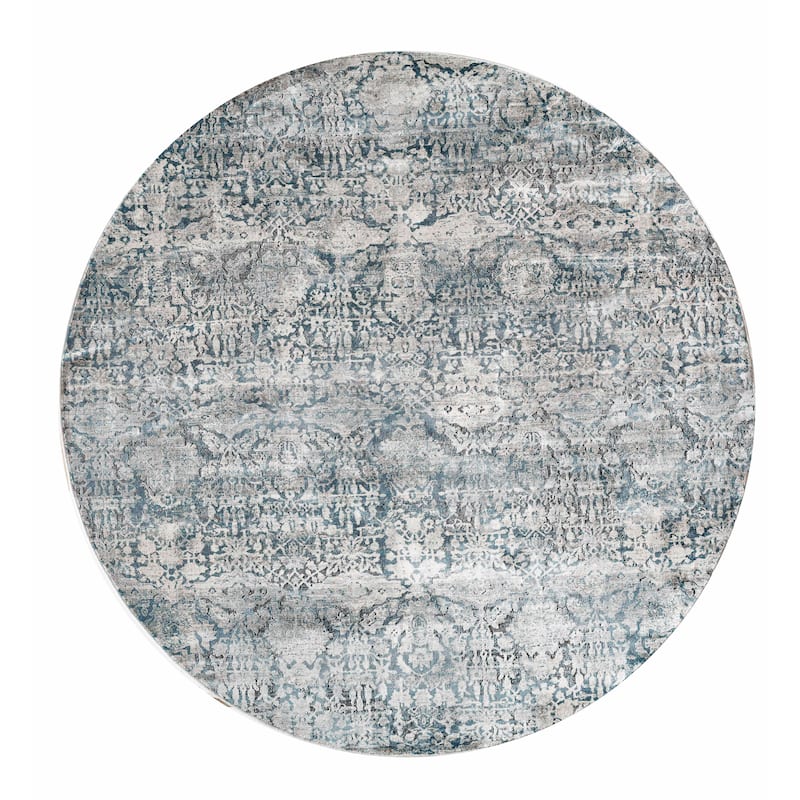 Carson Carrington Hartvien Distressed Boho Trends Rug - 7'7" Round - Teal