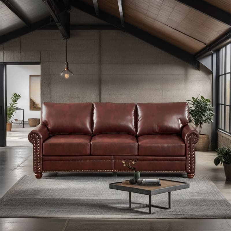 Classic Living Room Nails Sofa,Faux Leather