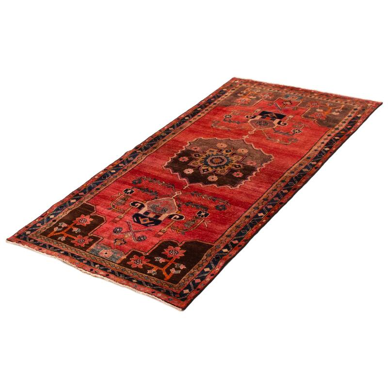 ECARPETGALLERY Hand-knotted Melis Vintage Red Wool Rug - 4'1 x 8'2