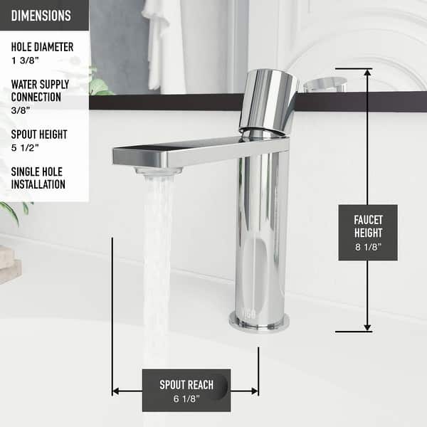 dimension image slide 6 of 8, VIGO Halsey 8" H Single Handle Single Hole Bathroom Faucet