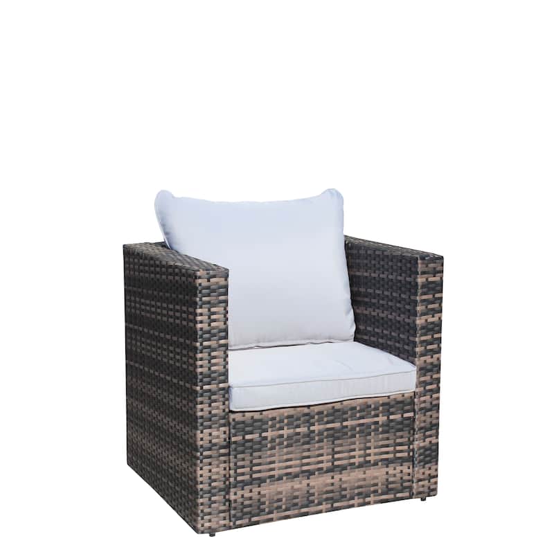 Outdoor 4-Piece PE Rattan Wicker Cushioned Sofa Set and Coffee Table