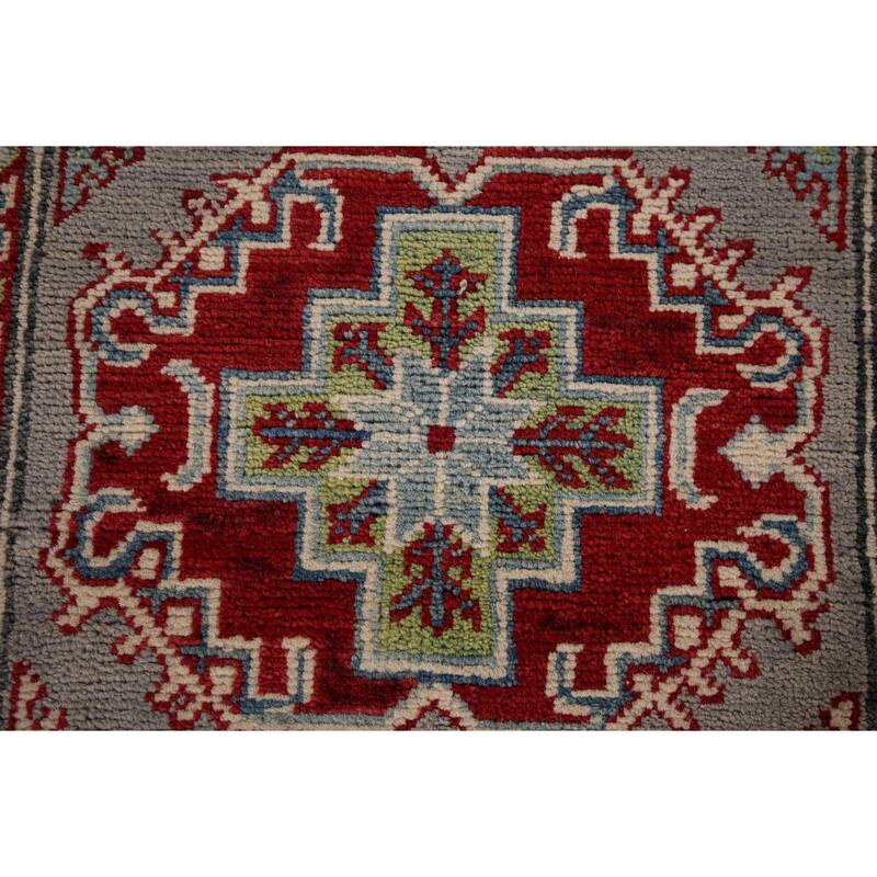 Gray Kazak Runner Rug Handmade Oriental Wool Carpet - 2'8" x 20'0"