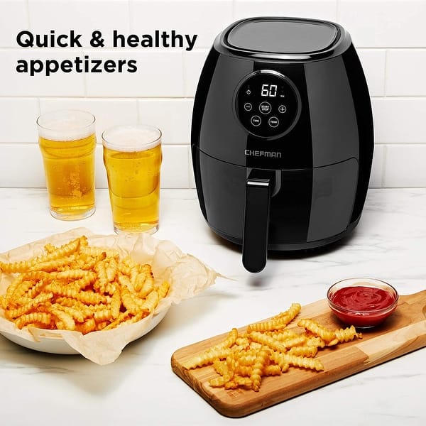 Chefman TurboFry Digital Touch Air Fryer Oven, Glossy Black, 3.7Quart