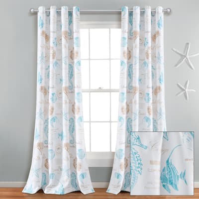 Lush Decor Harbor Life Light Filtering Window Curtain Panels Set - 84" x 52"