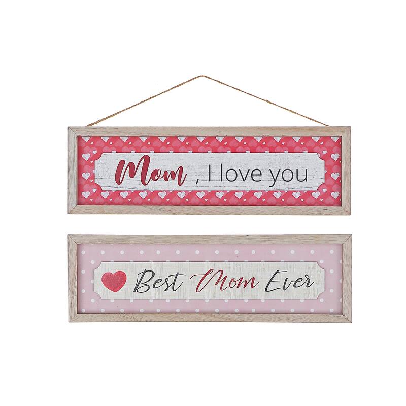 IH Casa Decor Framed Wooden "Mom" Hangers Asstd - Set of 2 - Multi