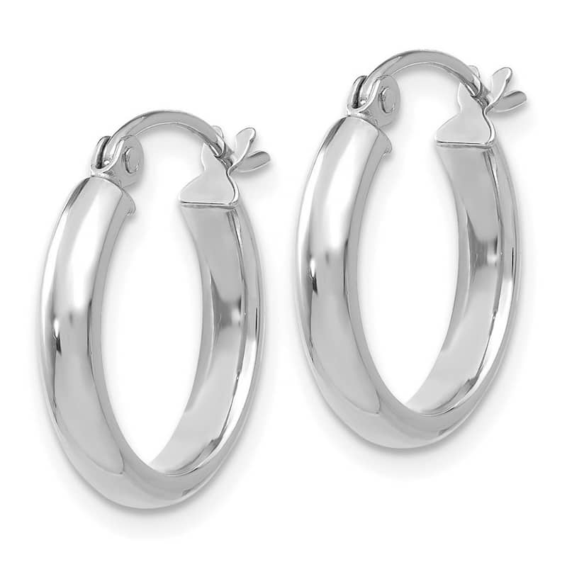 Curata 10k White Gold Round Tube Hoop Earrings - 12x2.75mm