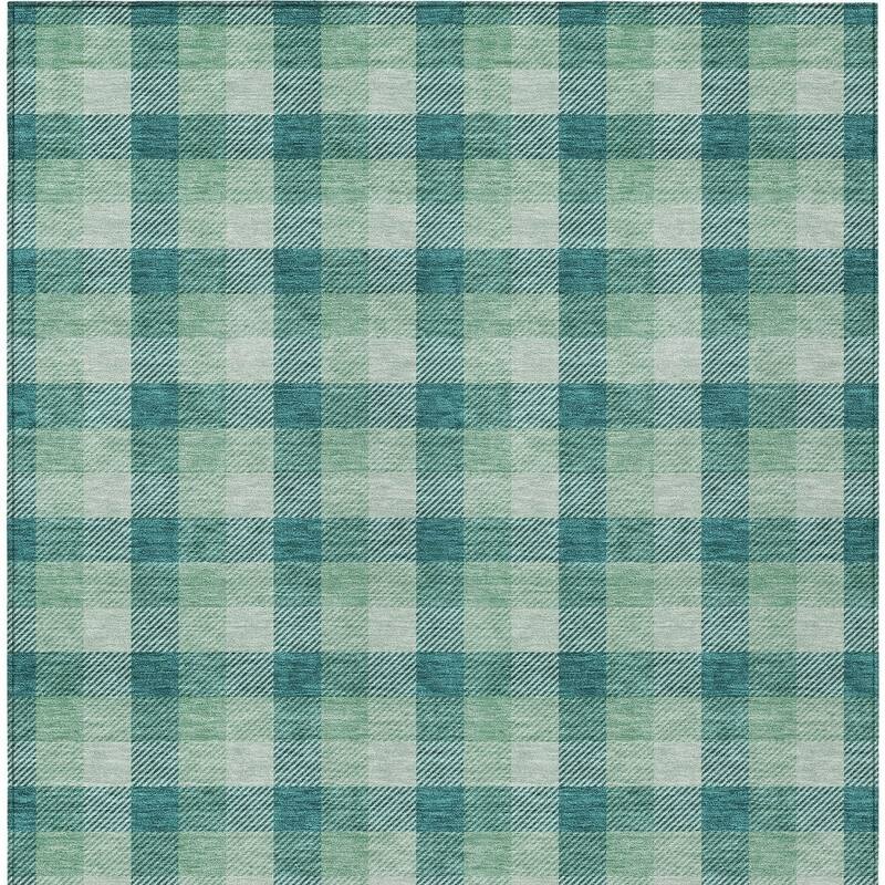 HomeRoots Plaid Transitional Rectangle Outdoor Rug