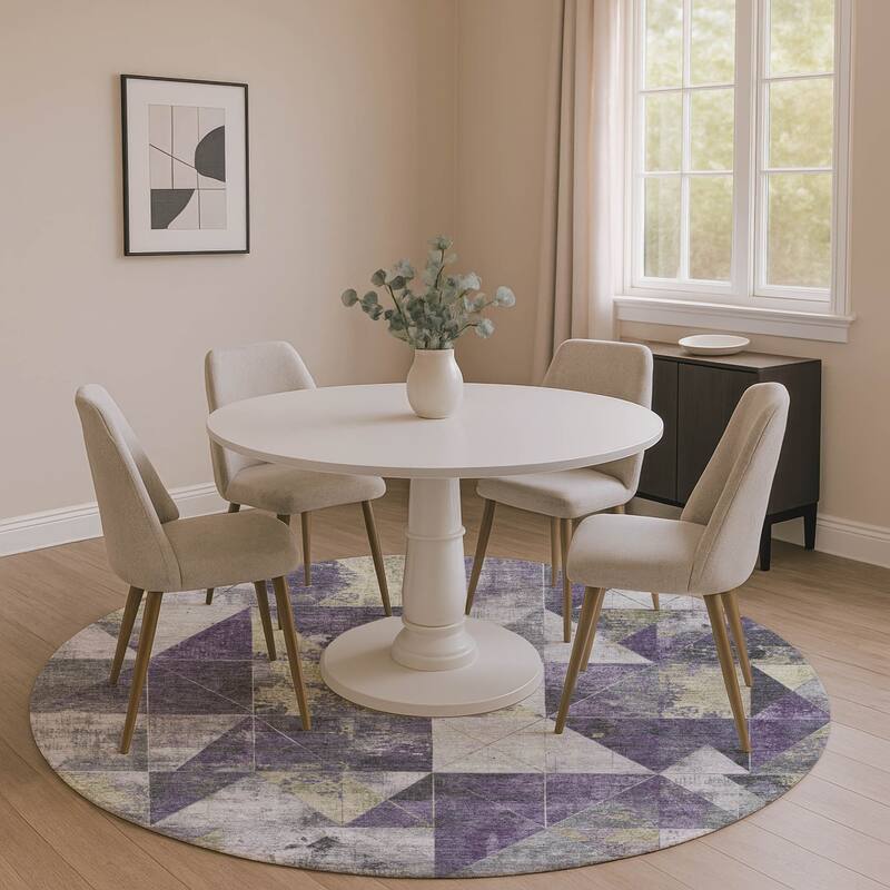 Premium Washable Super Soft Contemporary Mosaic Mayfield Rug - Purple - 8' x 8'