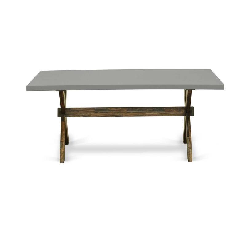 Art Deco Dining Table - 36x60 Inch Cement Top - Distressed Leg Design - 36