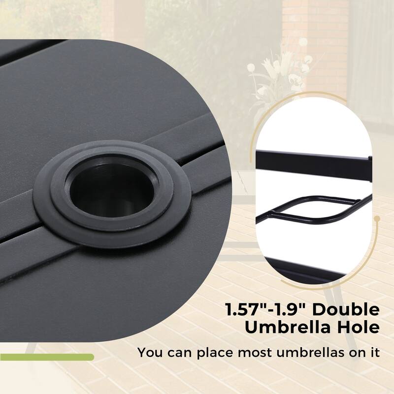 MAISON ARTS 7-Piece Patio Dining Set, 4 Textilene Fabric Armchairs and 2 Textilene Swivel Chairs with Rectangle Metal Table