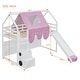 preview thumbnail 46 of 78, Full Size Loft Bed with Slide, Tent, and Storage Shelves - House Frame Kids Bed with Ladder and Car-Shaped Organizer