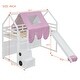 preview thumbnail 15 of 16, Twin Size Wooden Loft Bed House-shaped Frame with a Tent, Natural+Beige