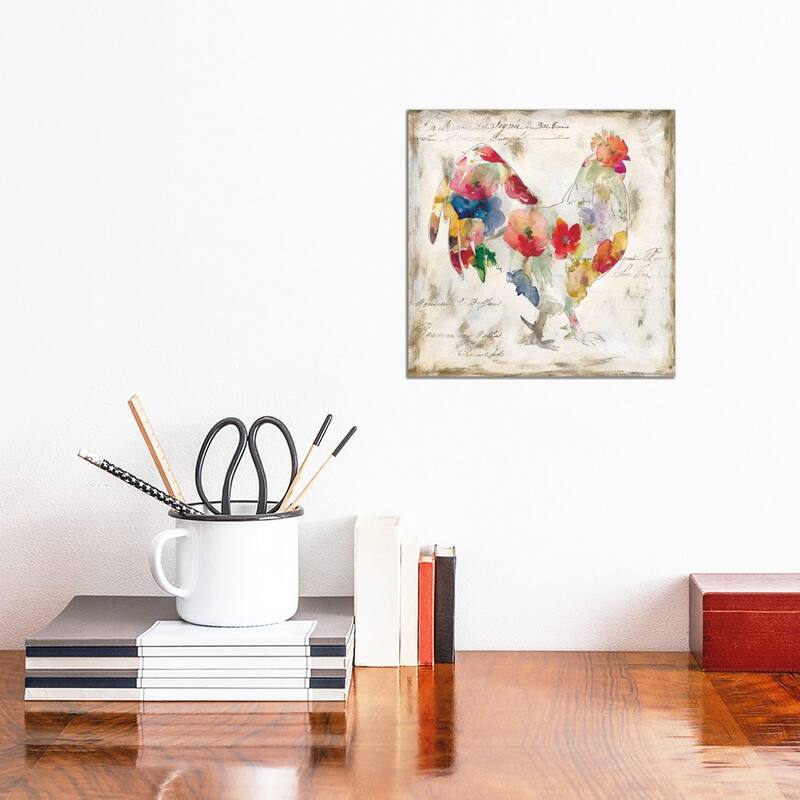 iCanvas "Flowered Rooster" by Carol Robinson Canvas Print - 12x12x0.75