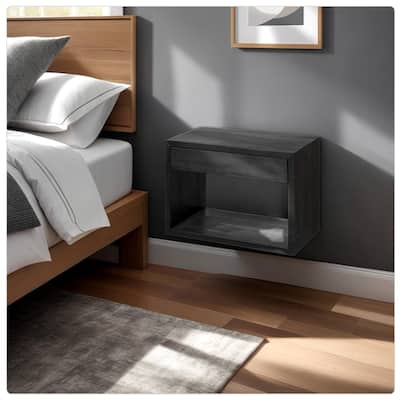 Floating Nightstand with Drawer, Modern Bedside Table Organize