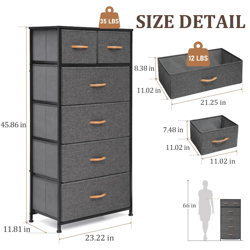 VredHom 6 Drawers Vertical Dresser Storage Tower