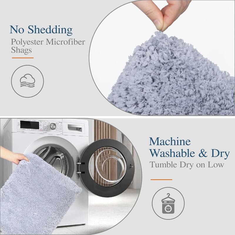 Bathroom Rug Non Slip Bath Mat for Bathroom, Water Absorbent Soft Microfiber Shaggy Bathroom Mat Machine Washable Bath Rug