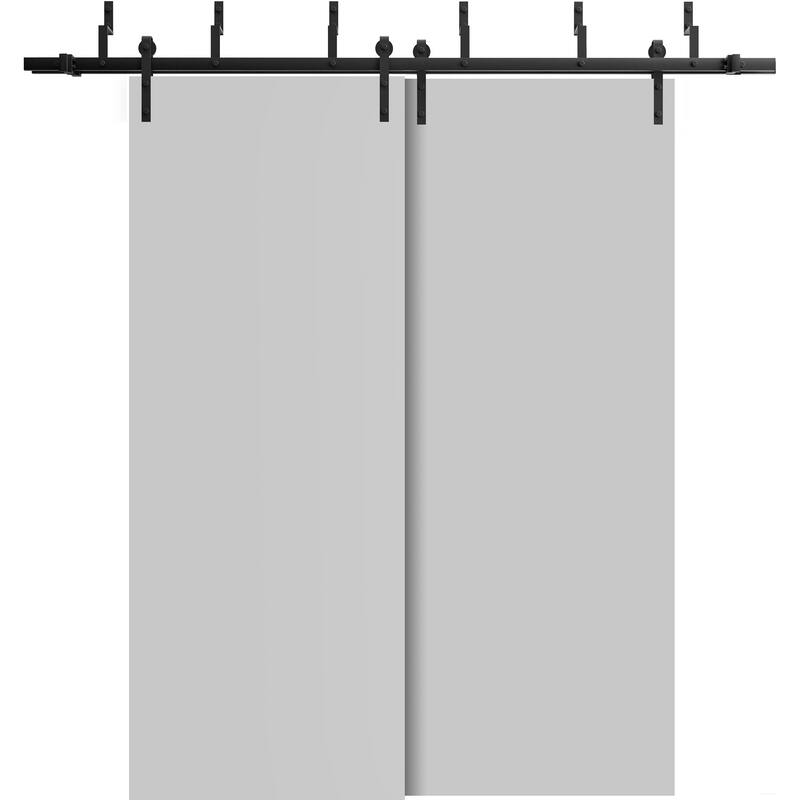 Sliding Closet Barn Bypass Doors 36 x 80 inches | Planum 0010 Matte Grey | Sturdy 6.6ft Rails Hardware Set - 84" x 96" ( 2* 42x96)